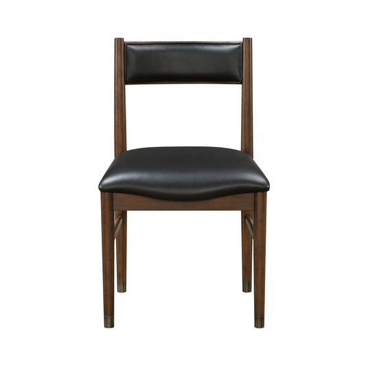 TREATLIFE HOME Set of 2 Leather Upholstered Side Chairs, Modern Cherry Finish Wooden Dining Chairs