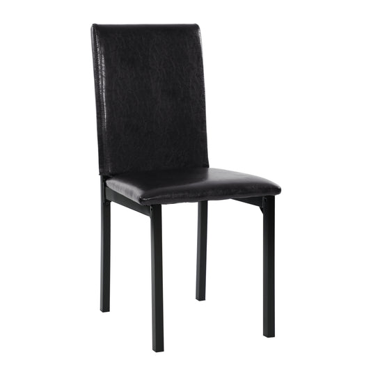 TREATLIFE HOME Set of 4 Metal Frame Dining Side Chairs with Brown Faux Leather Seat and Black Finish, Ideal for Small Spaces