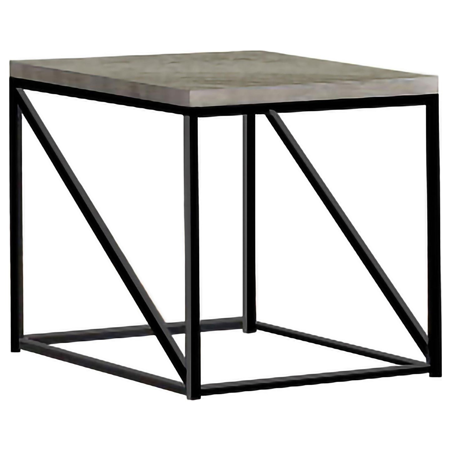 Industrial style concrete top end table with black metal frame