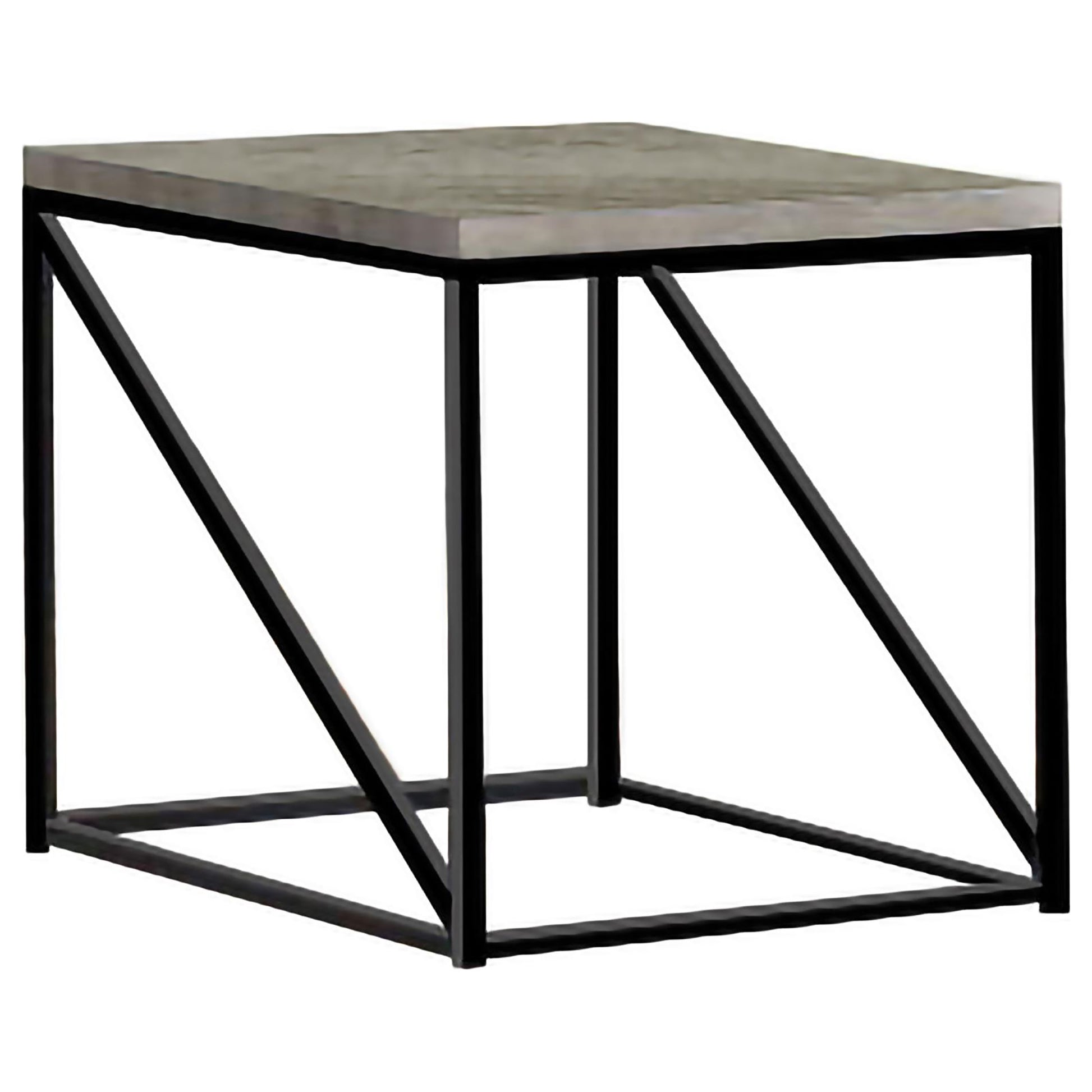 Industrial style concrete top end table with black metal frame