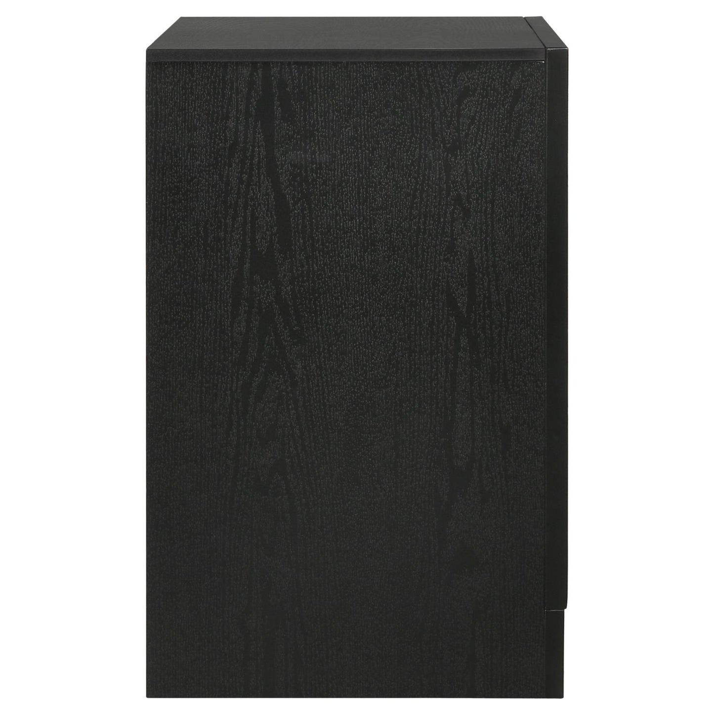Black wood grain filing cabinet side view