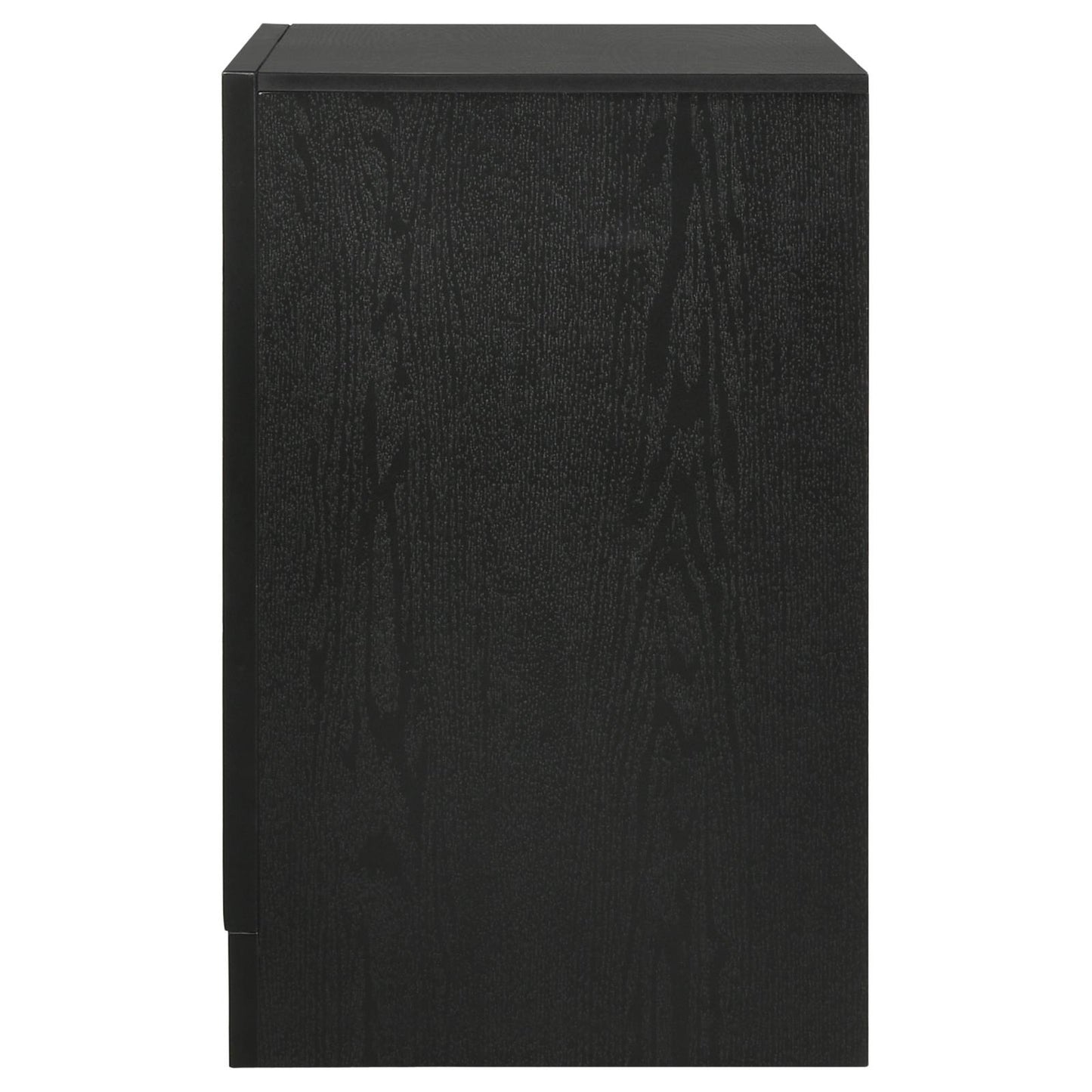 Black oak veneer nightstand with modern design  drawer