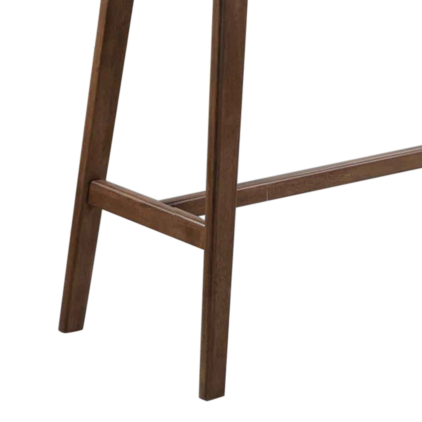 Dark wood bar stool legs with cross brace detail