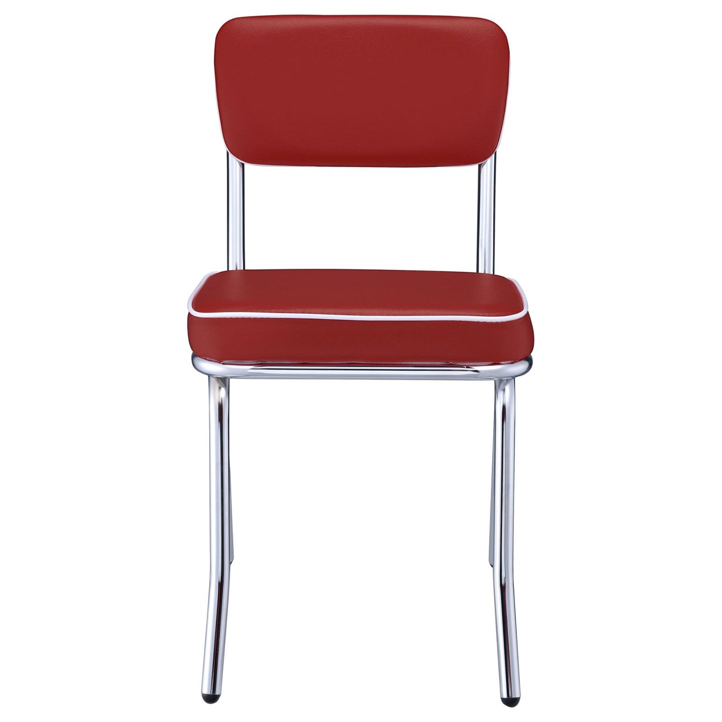 Retro diner chair with red vinyl seat white piping and chrome legs