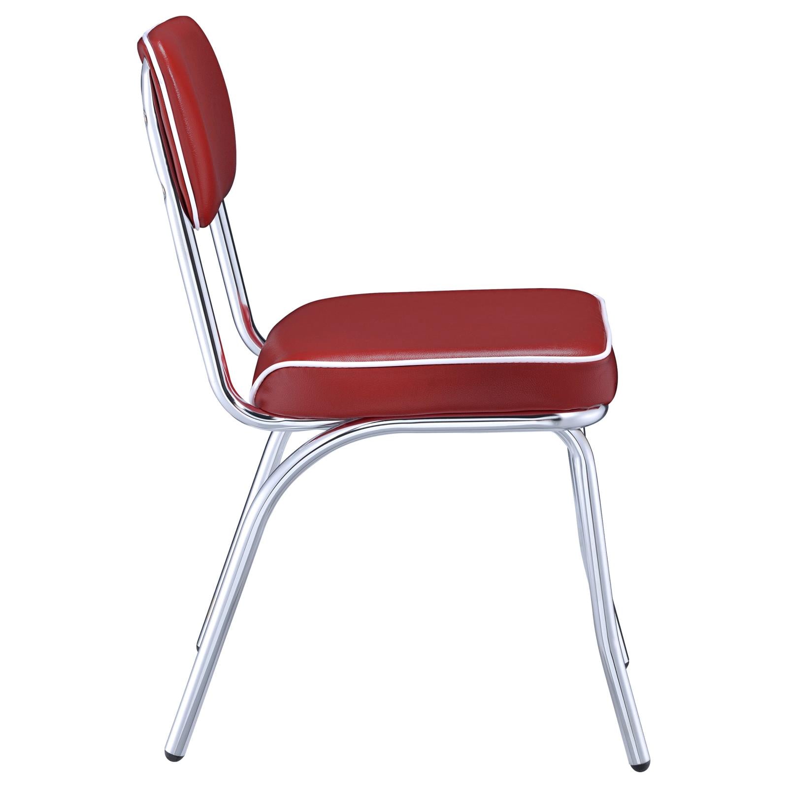 Retro diner chair with red vinyl seat and chrome legs