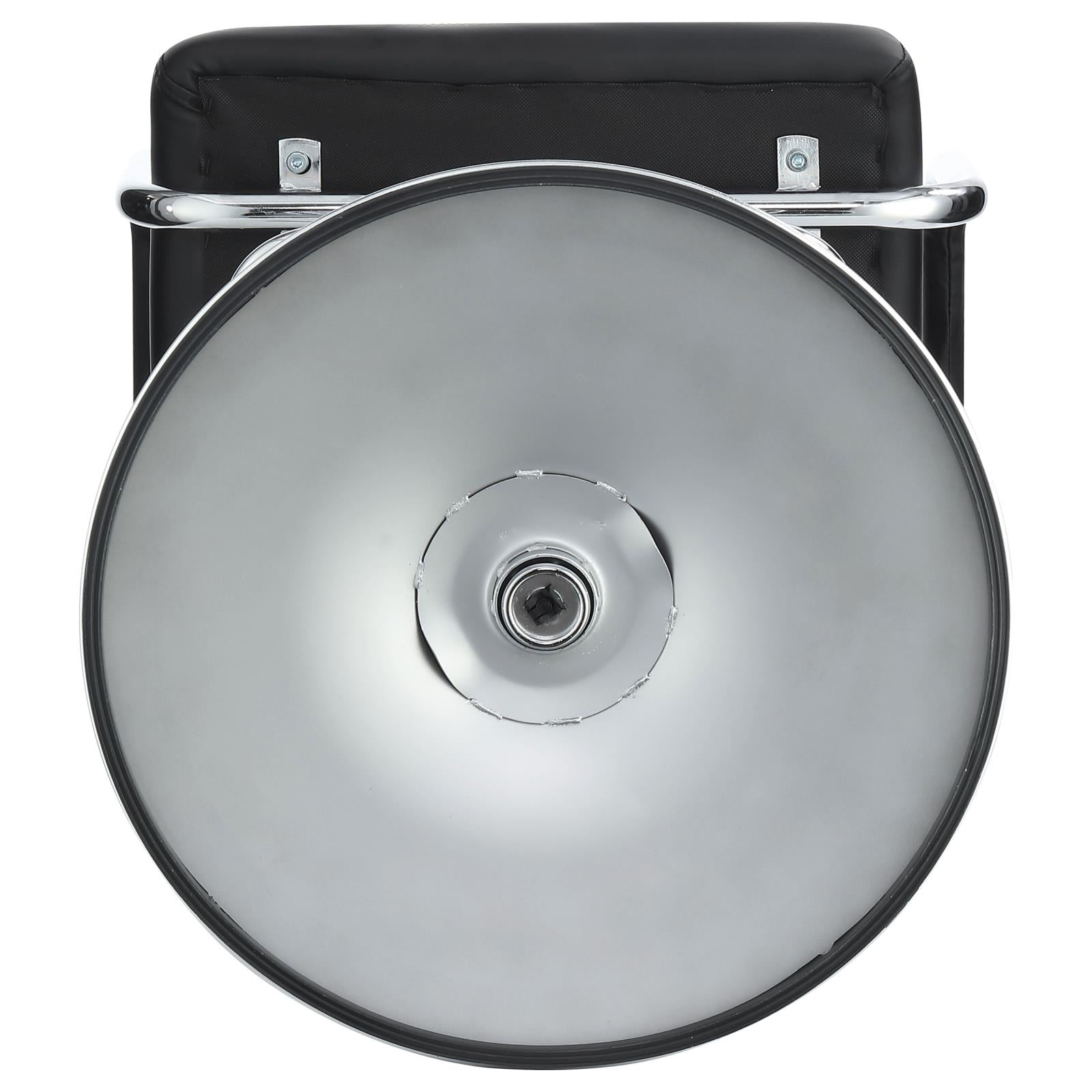 Black upholstered bar stool with a polished chrome base ideal for modern kitchens