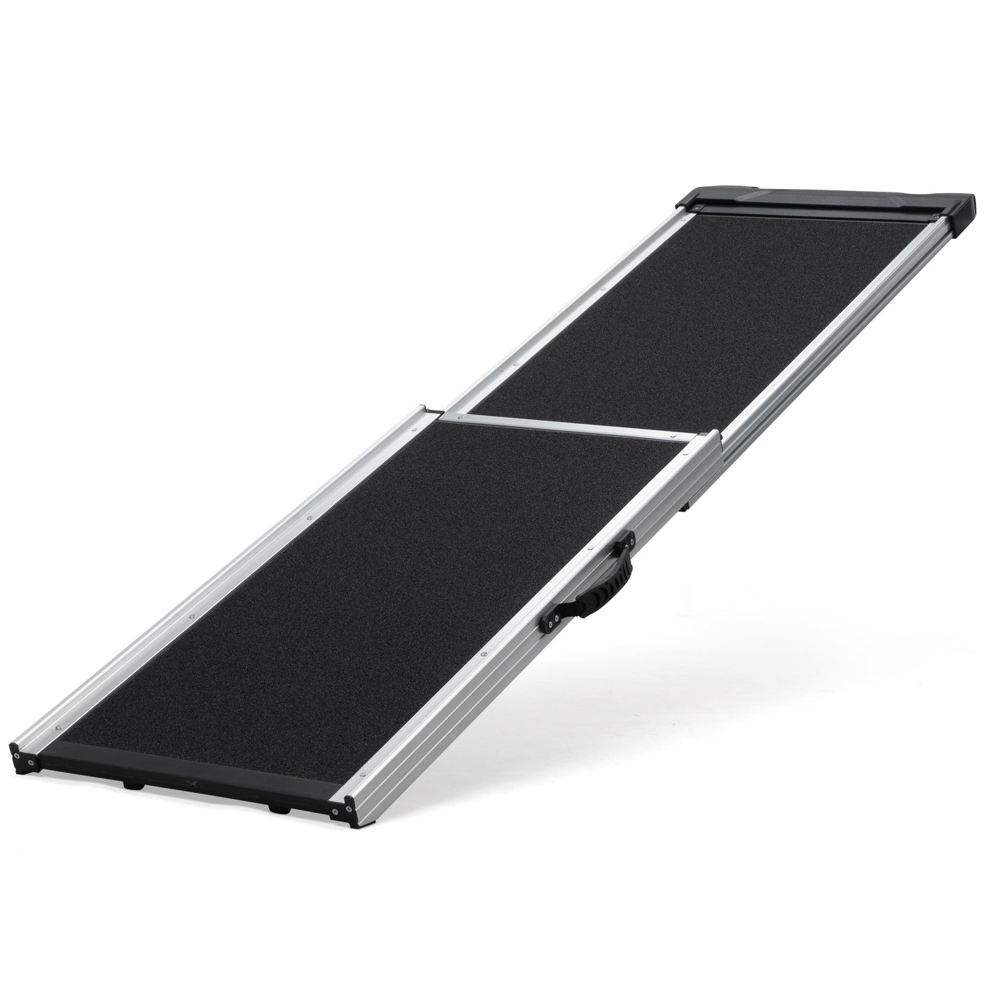 Folding aluminum pet ramp with black textured surface for traction