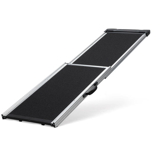 Folding aluminum pet ramp with black textured surface for traction