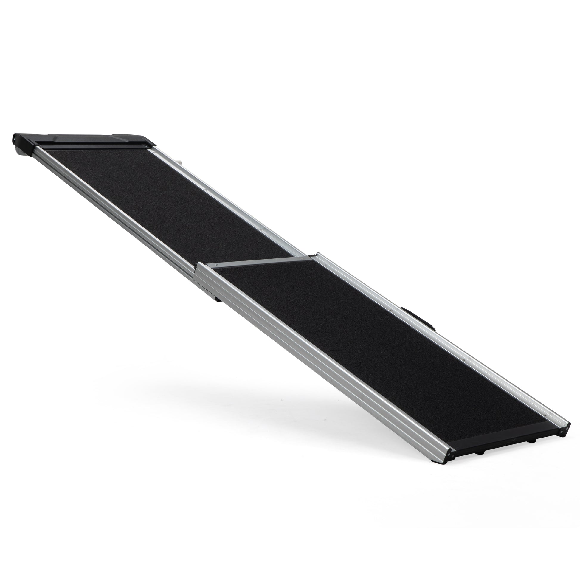 Foldable aluminum pet ramp with nonslip black surface for easy car access