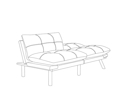 Modern futon sofa with tufted cushions and wooden frame