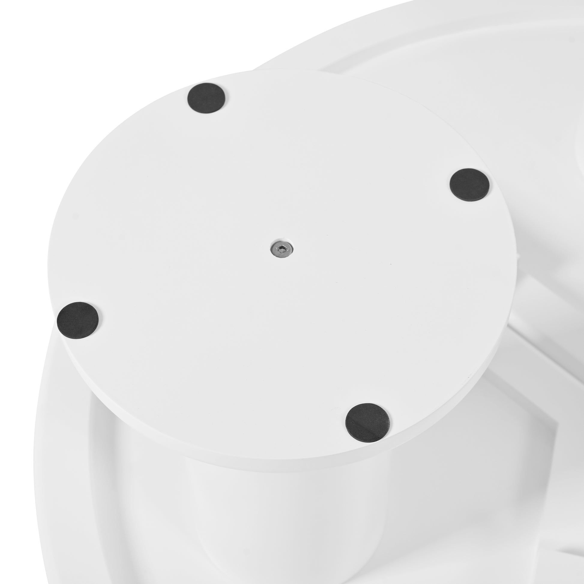White plastic table leg with nonslip rubber feet for stability