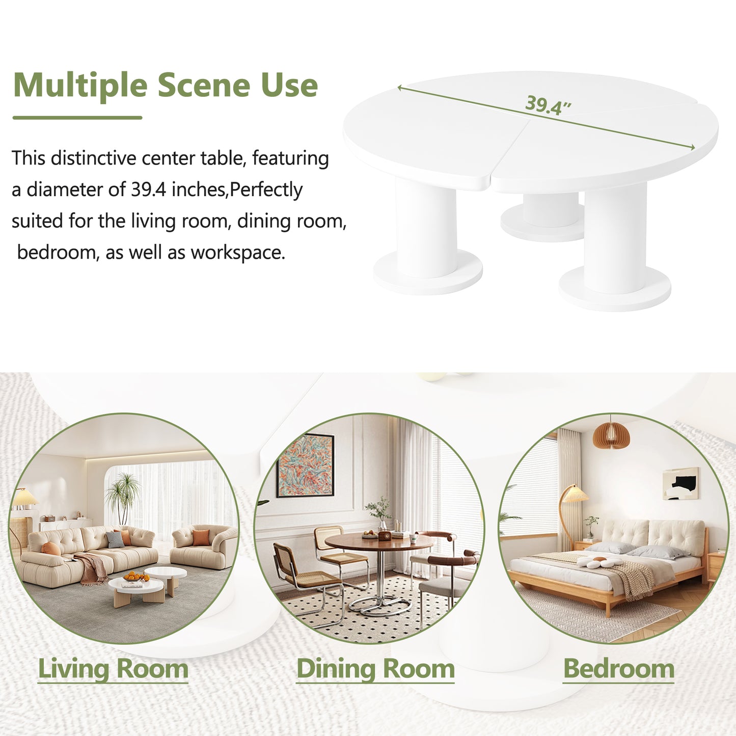 White round dining table  inch diameter modern pedestal base