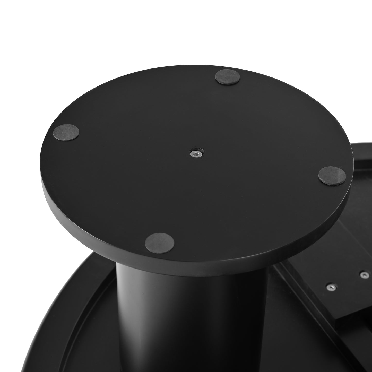 Black metal round table base with nonslip feet for stability