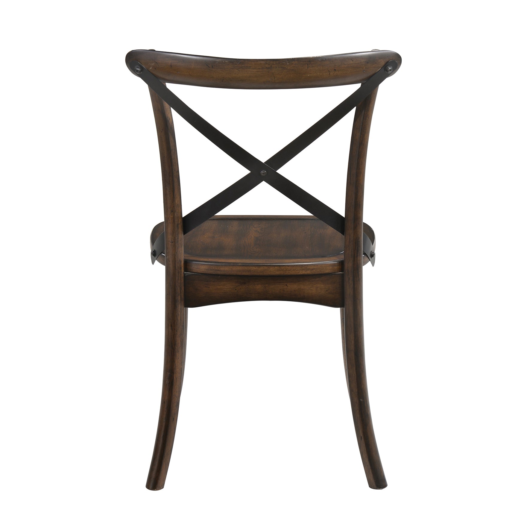 Dark wood bistro chair with black Xback design and curved seat