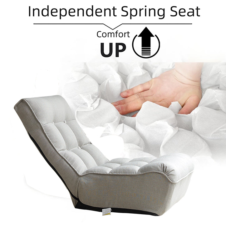 Gray adjustable floor chair with tufted cushioning showcasing independent spring seat comfort