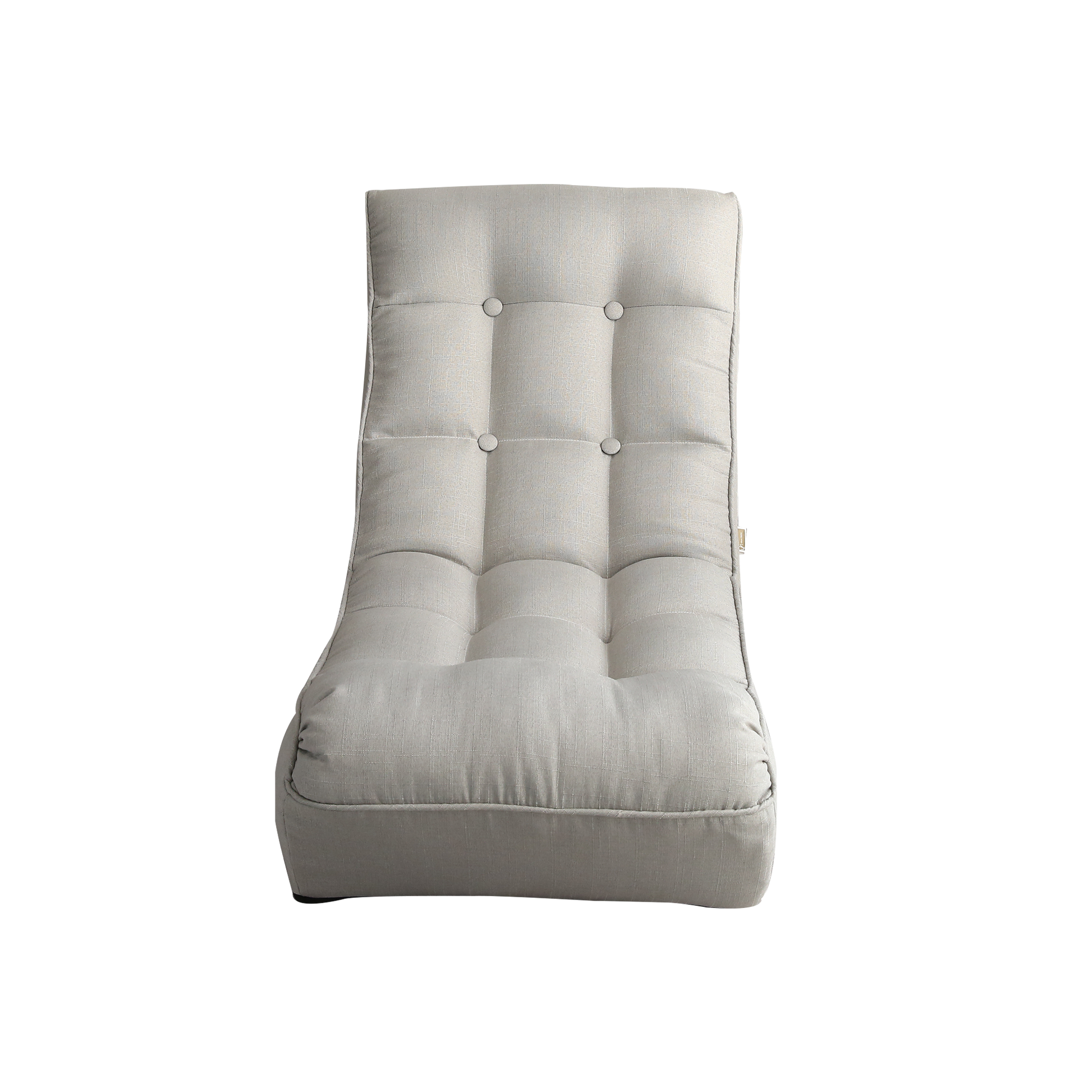 Tufted beige linen floor chair with button accents for comfortable seating