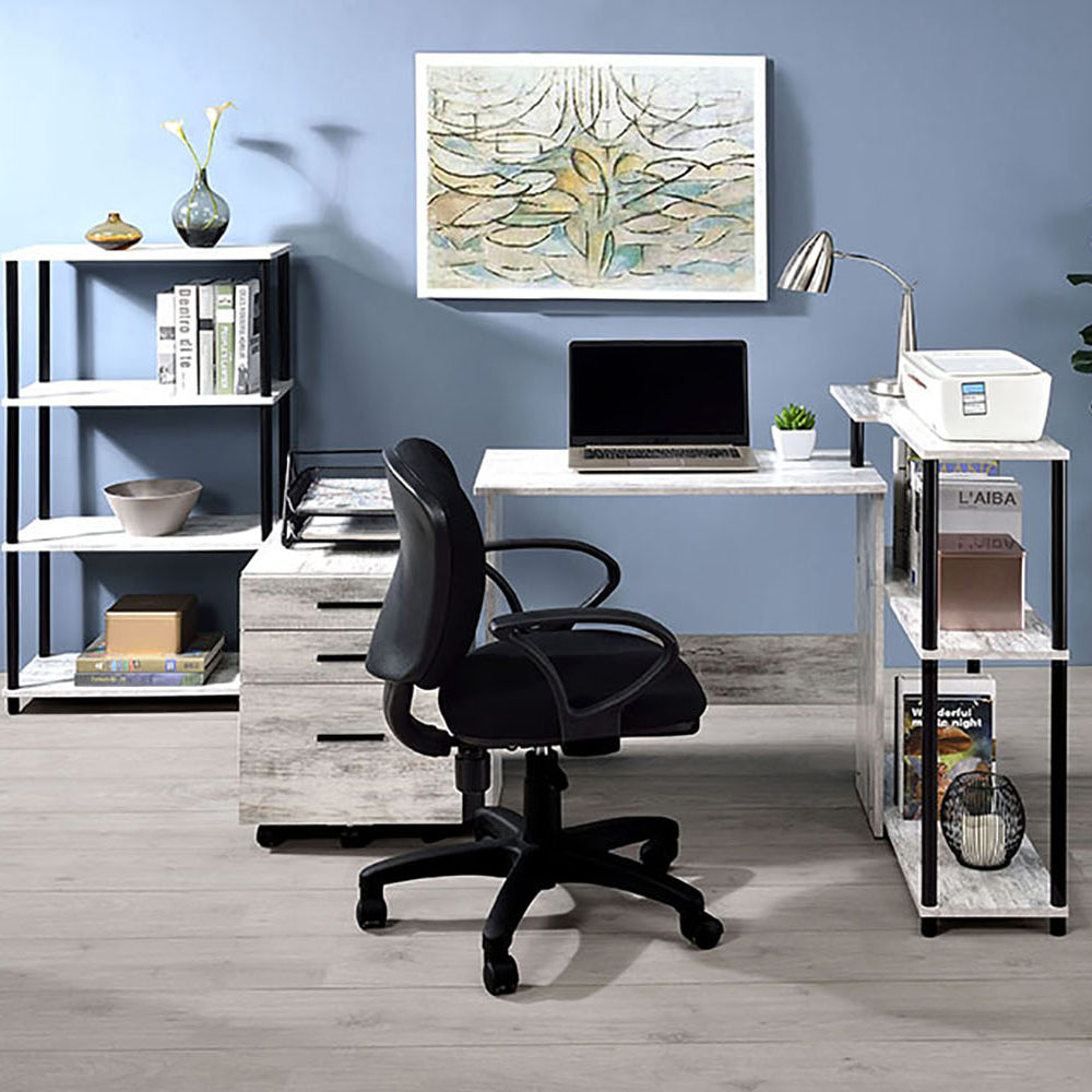 Black ergonomic office chair with adjustable height and armrests