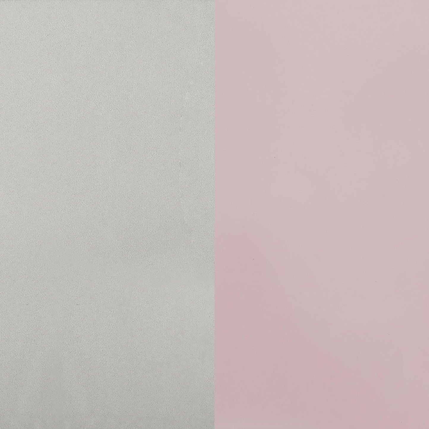 Textured grey material panel next to soft pink fabric sample