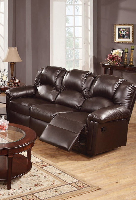 Comfortable Motion Sofa for Living Room - Brown Faux Leather