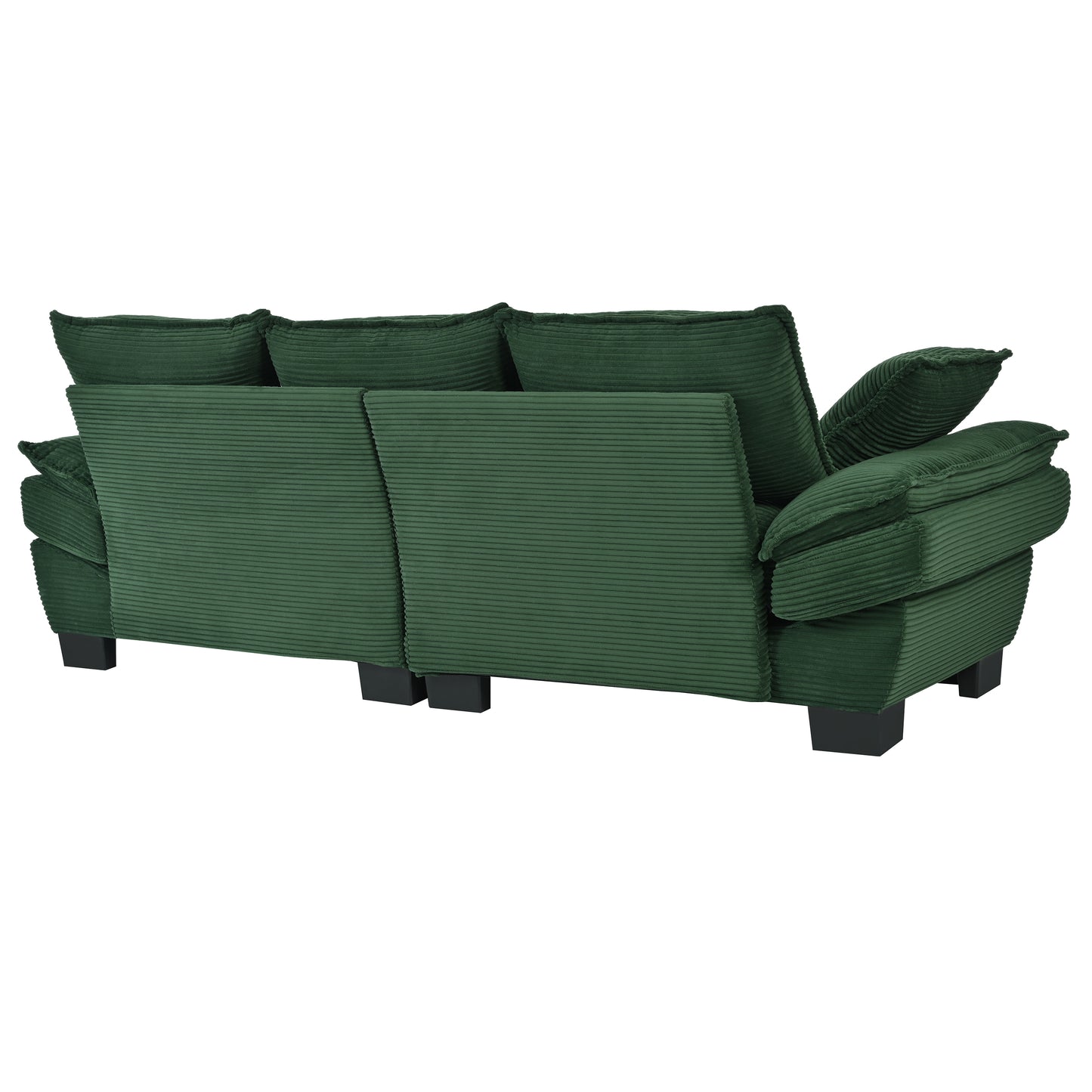 Green corduroy sofa with plush cushions modern furniture piece for living rooms