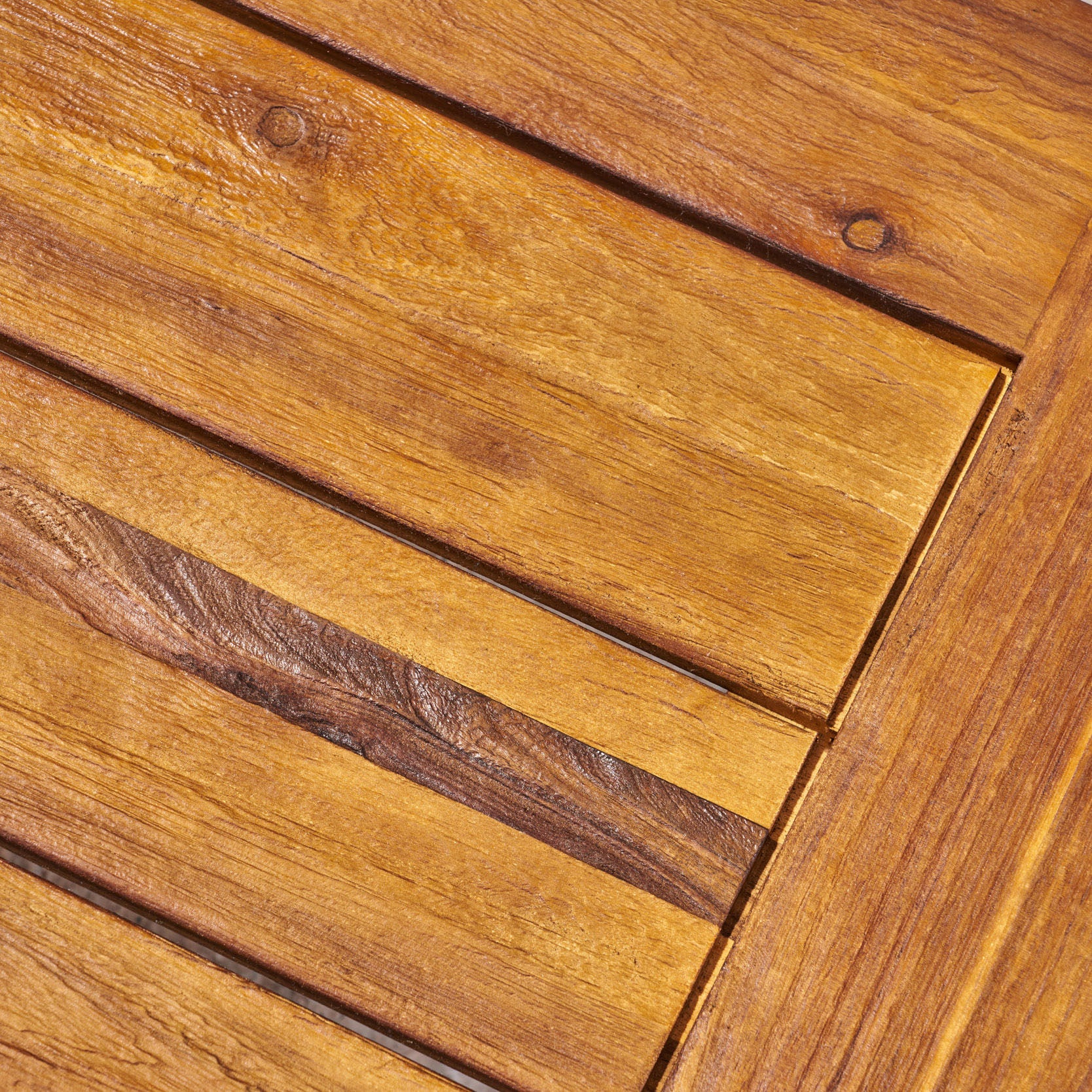 Warm natural wood grain planks ideal for outdoor furniture settings