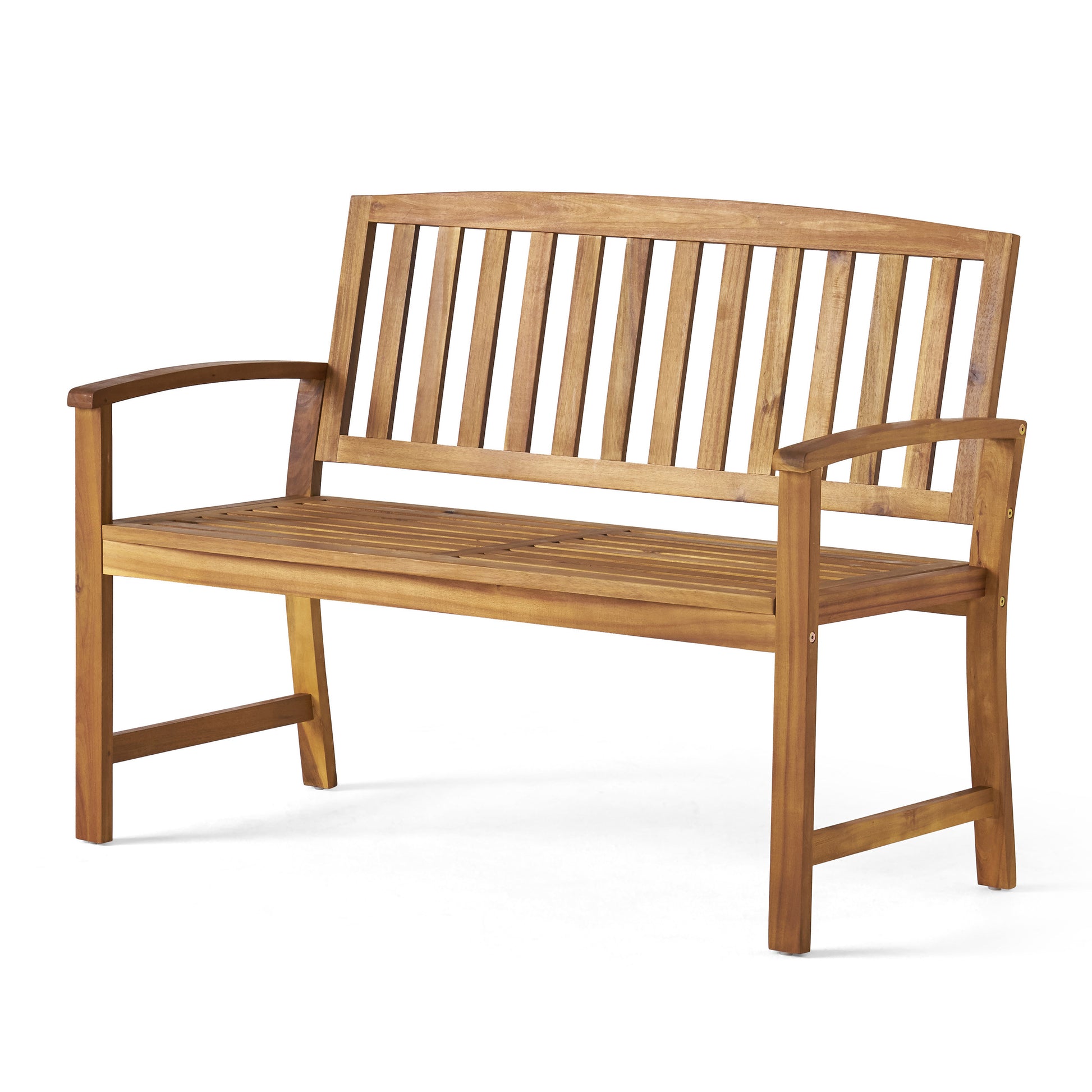 Solid wood garden bench with slatted seat and backrest natural finish