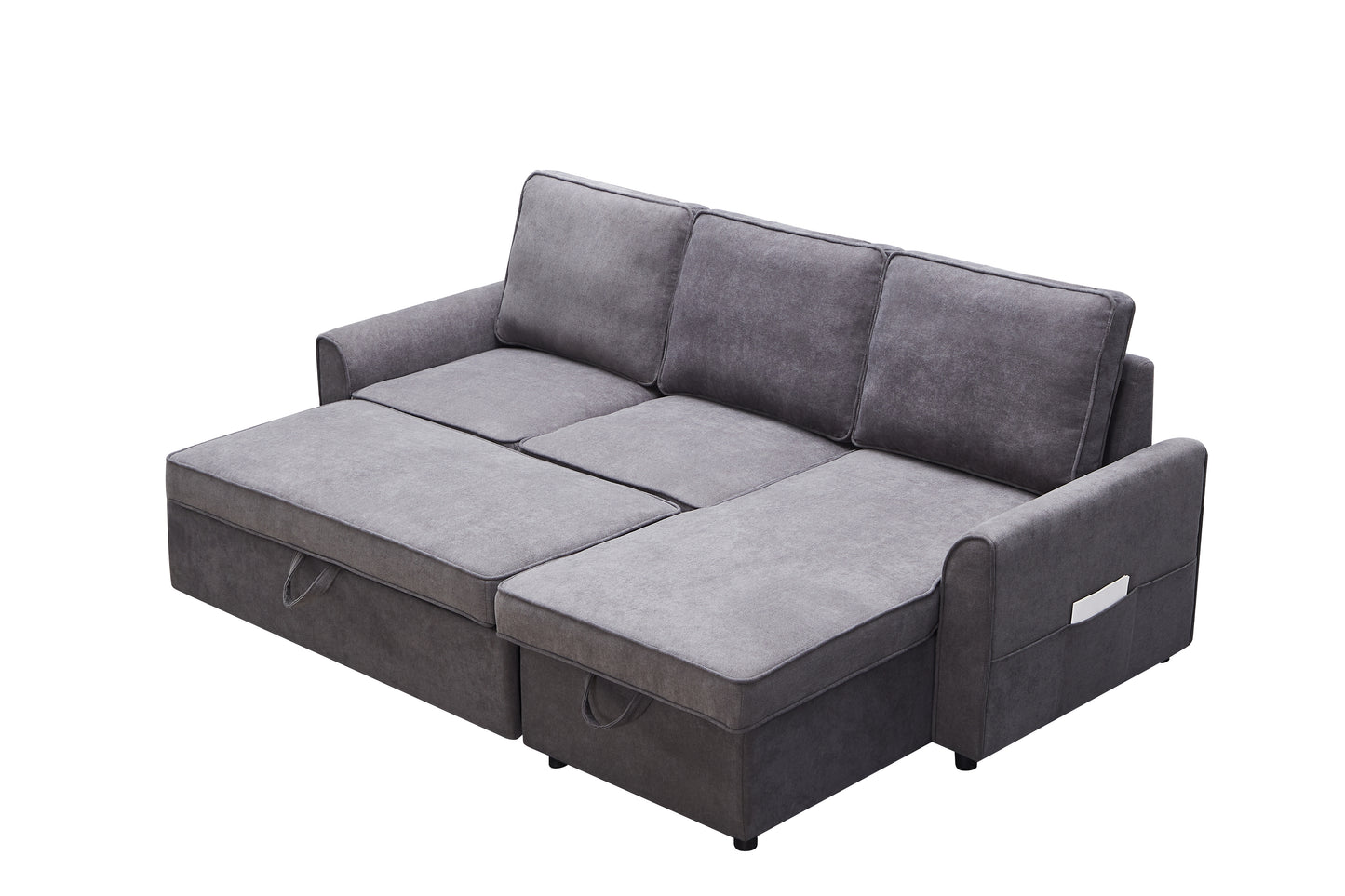 Gray fabric sectional sofa with storage