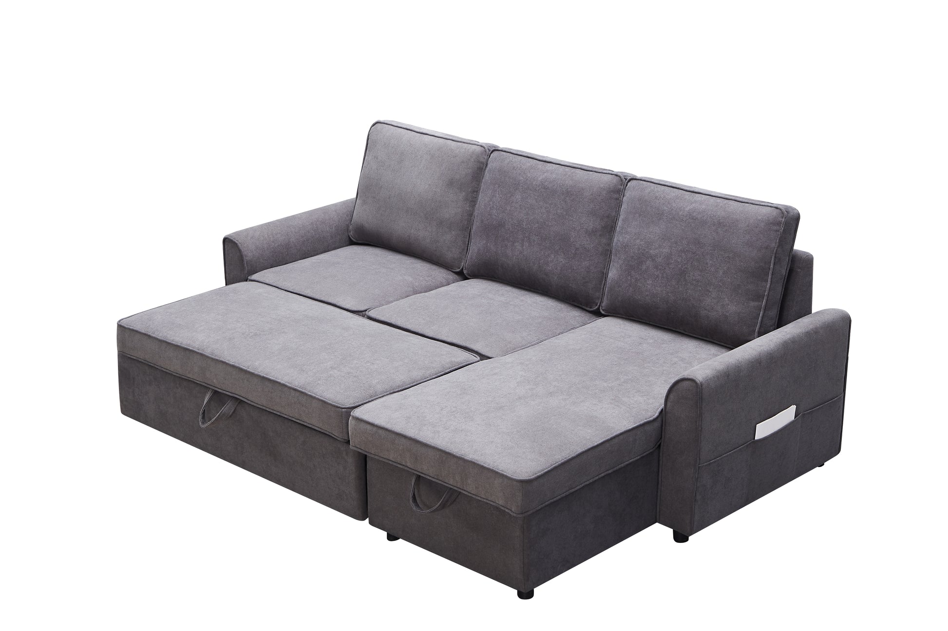 Gray fabric sectional sofa with storage