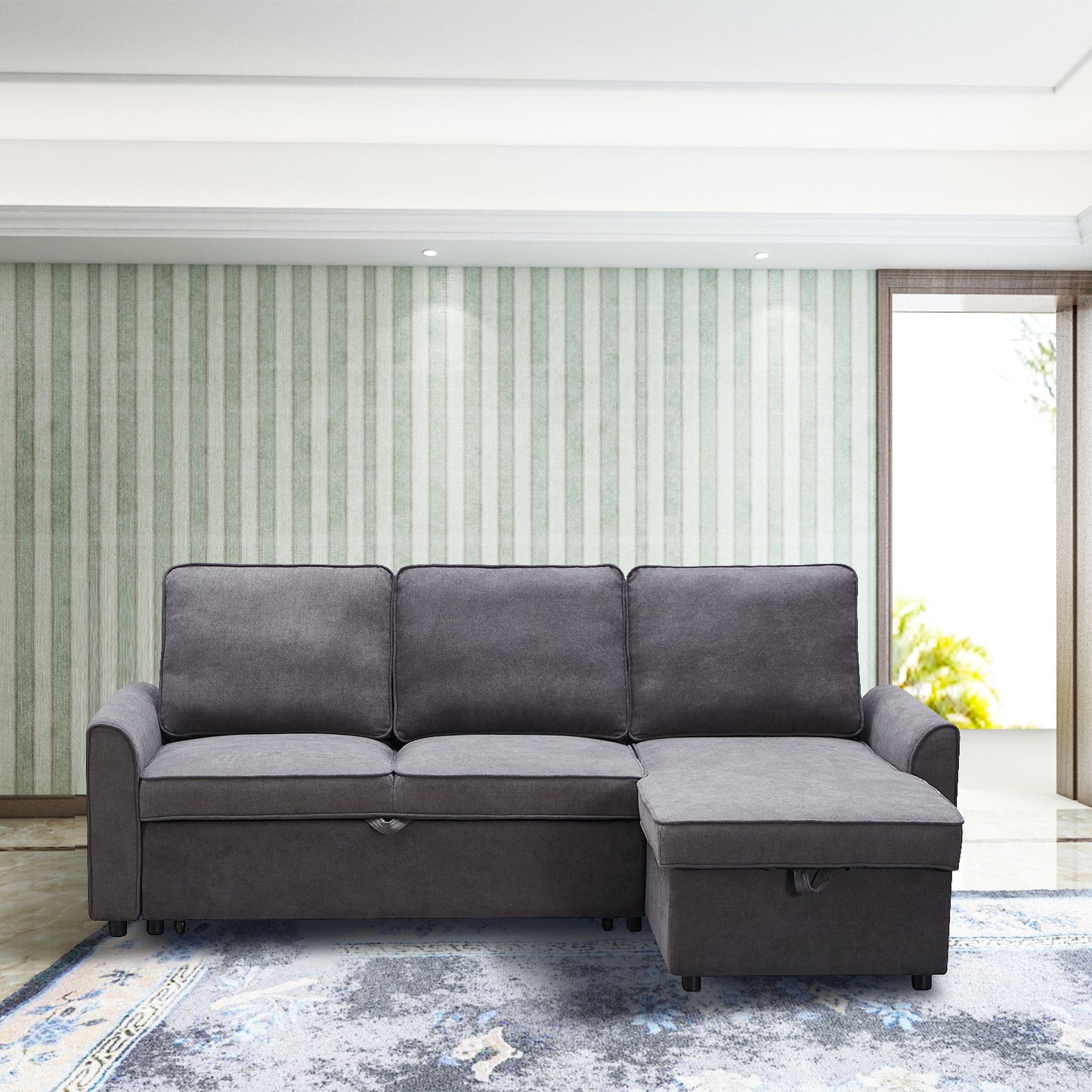 Dark gray sectional sofa with chaise
