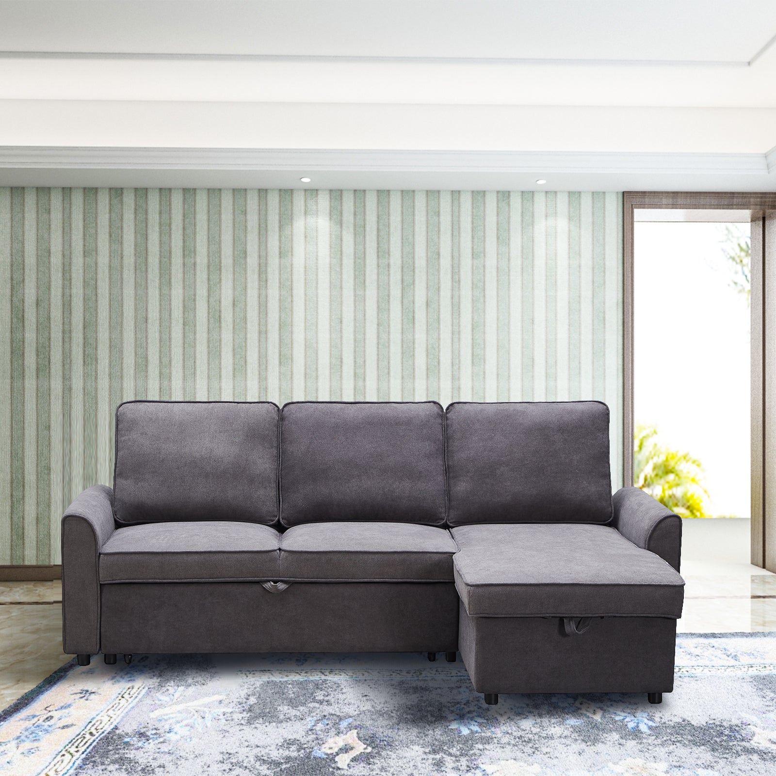 Dark gray sectional sofa with chaise