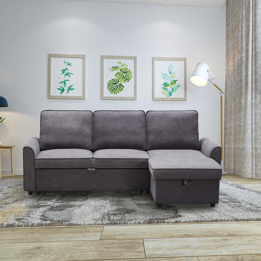 Dark gray sectional sofa with chaise and storage