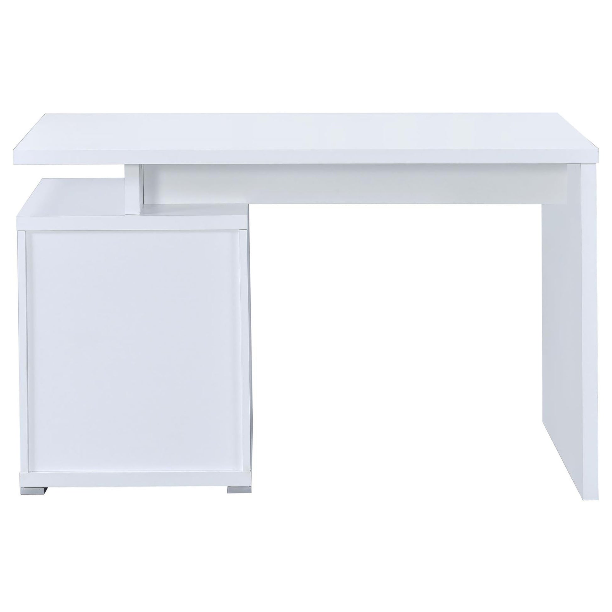 Modern white desk with integrated drawer unit ideal for home offices