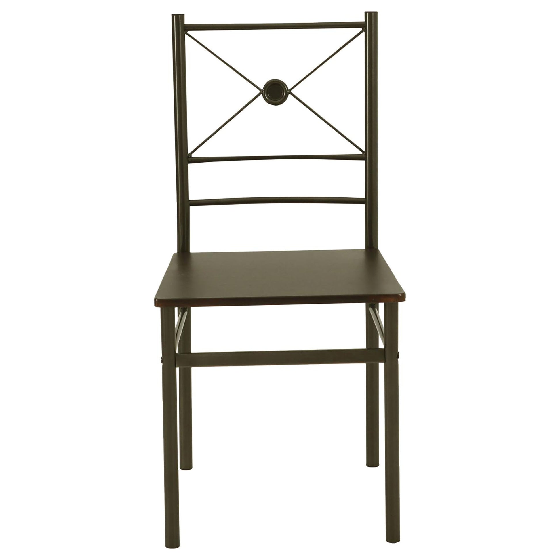 Dark brown metal dining chair with Xback detail