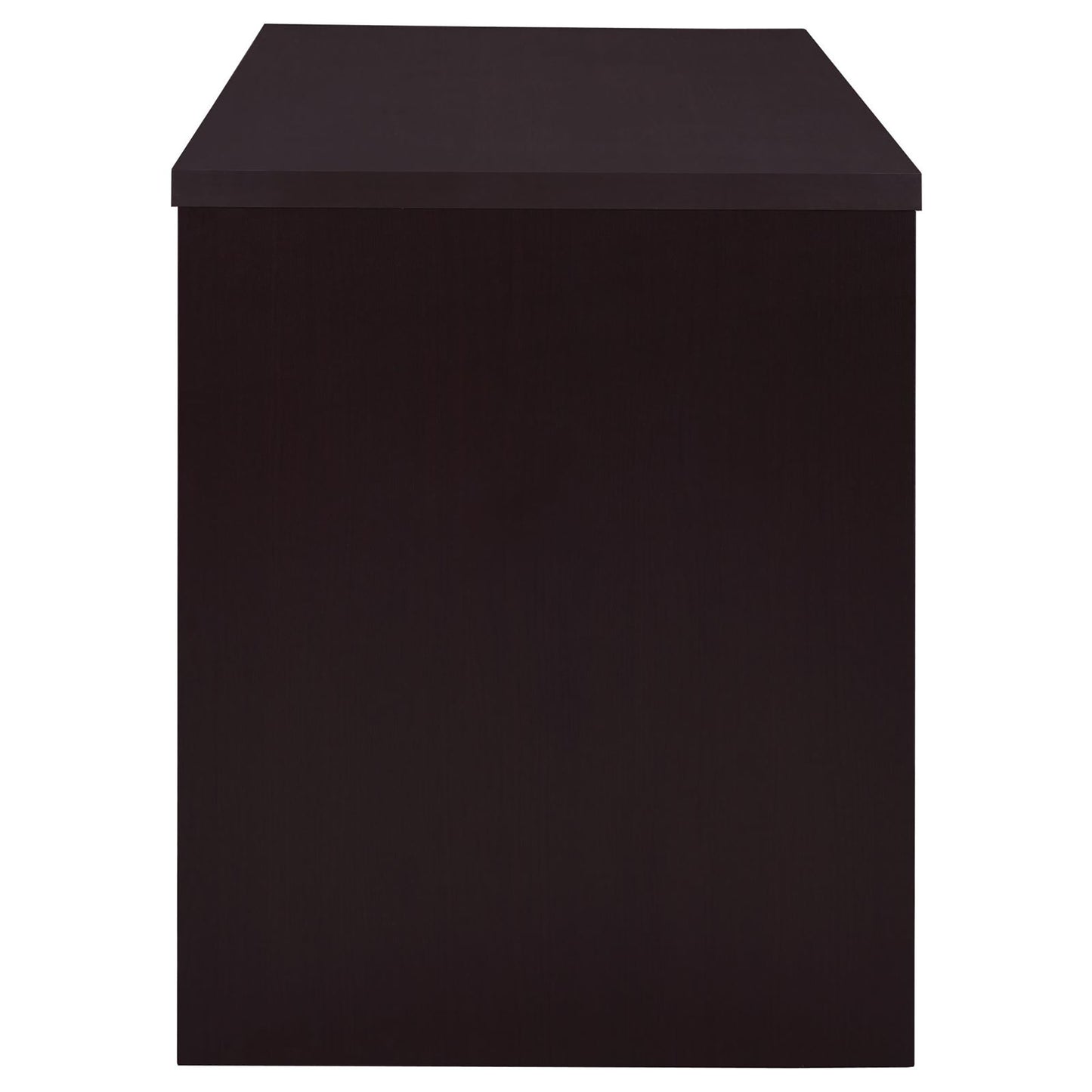 Dark brown wood veneer nightstand with clean lines and a single drawer