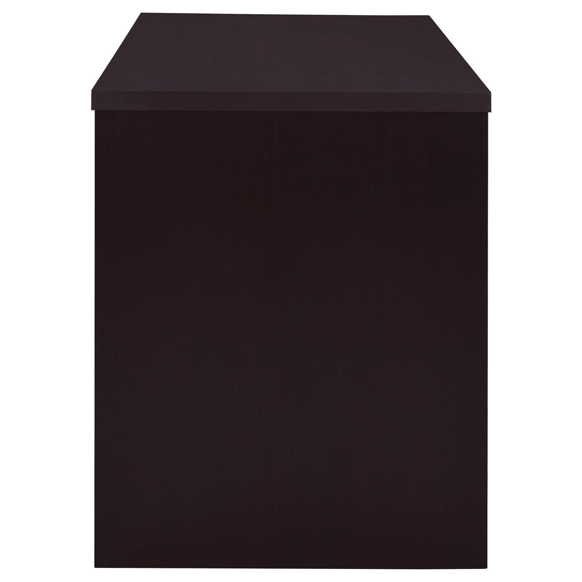 Dark brown wood veneer nightstand with clean lines and a single drawer