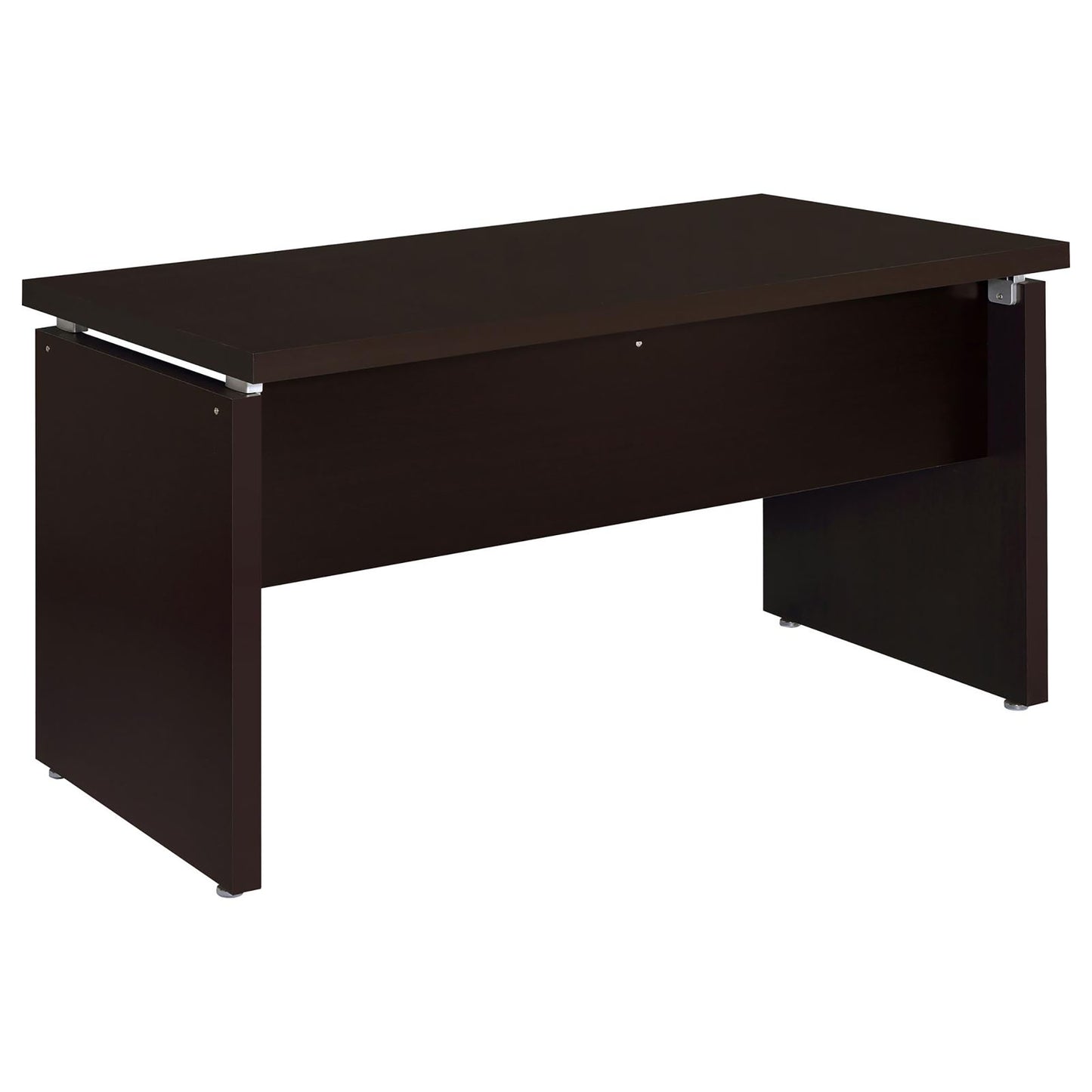 Modern dark brown executive desk with minimalist design perfect for any home office