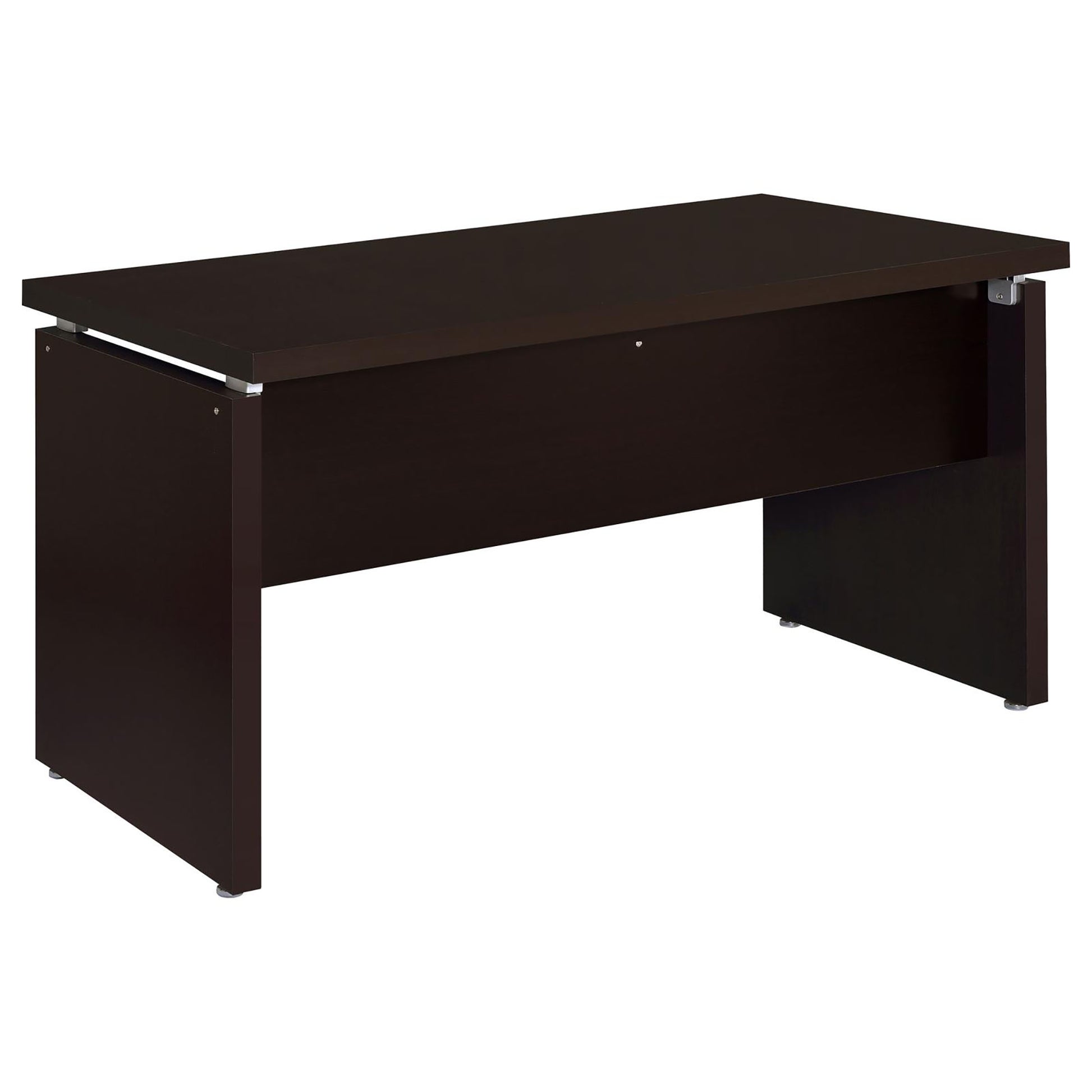 Modern dark brown executive desk with minimalist design perfect for any home office