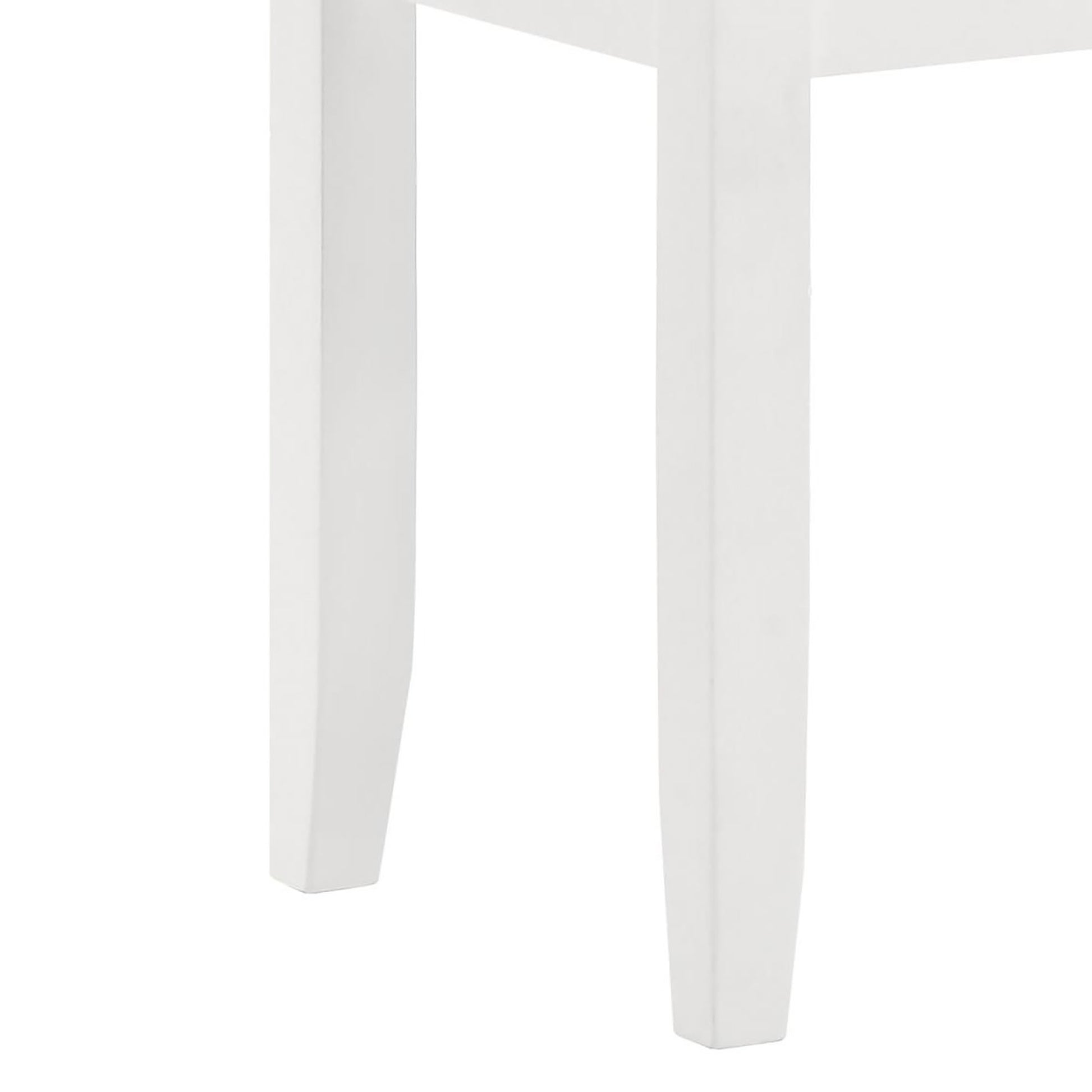 Four white wooden table legs with a modern tapered design