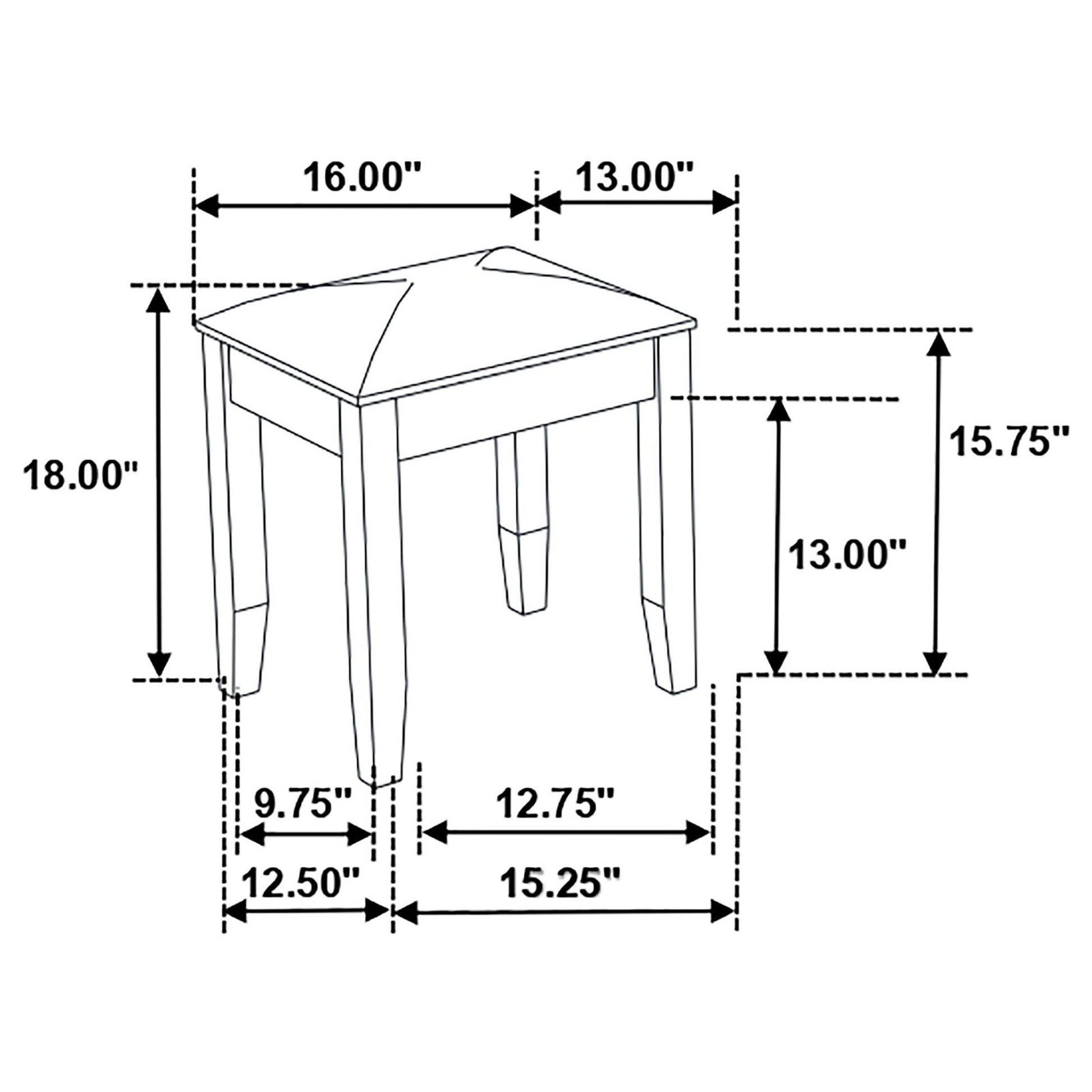 Modern accent stool with geometric top  W x  D x  H