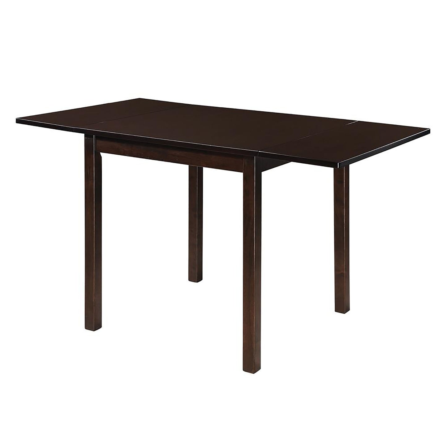 Dark brown wooden dining table with drop leaf extension for small spaces