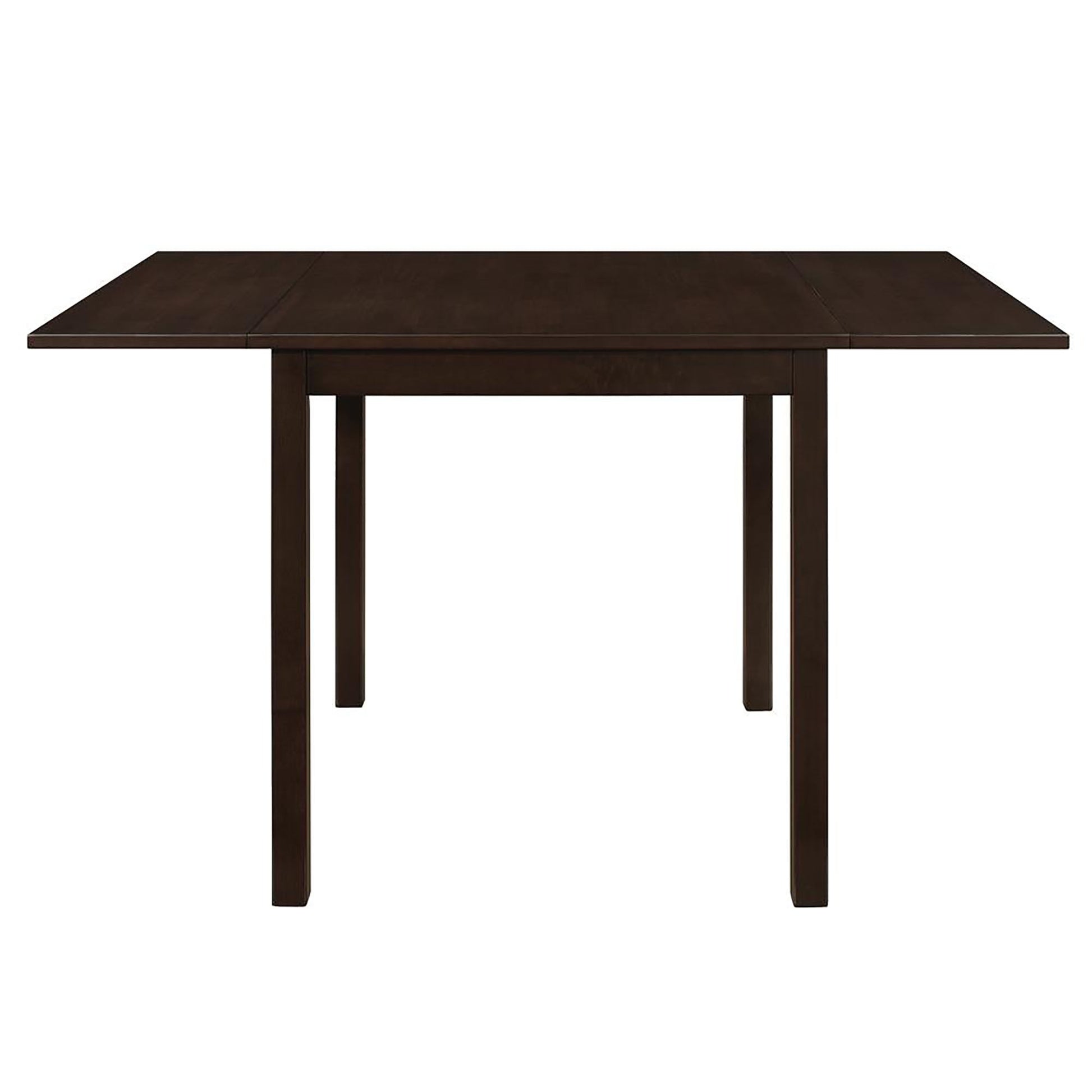 Dark espresso drop leaf dining table with square legs perfect for small spaces