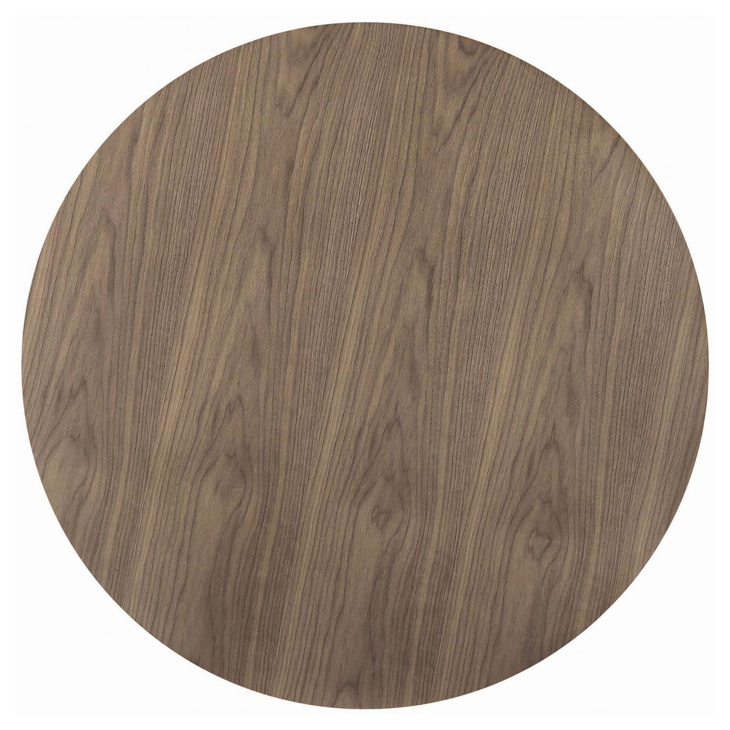 Round walnut wood tabletop with natural grain texture perfect for dining