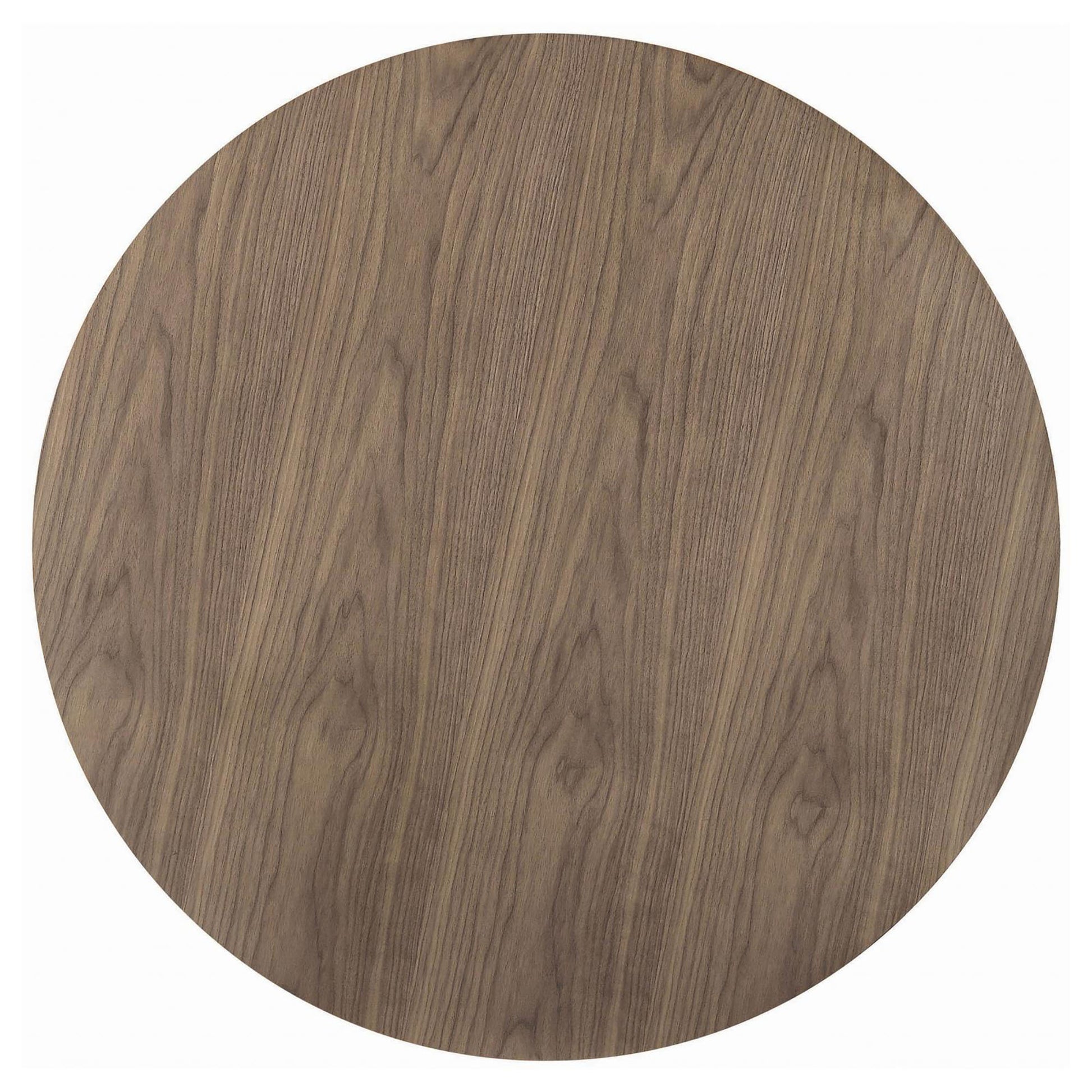 Round walnut wood tabletop with natural grain texture perfect for dining
