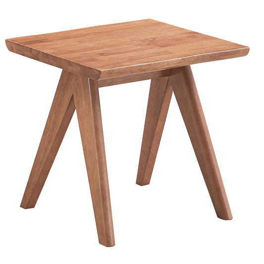 Natural wood square side table with tapered legs perfect for living rooms