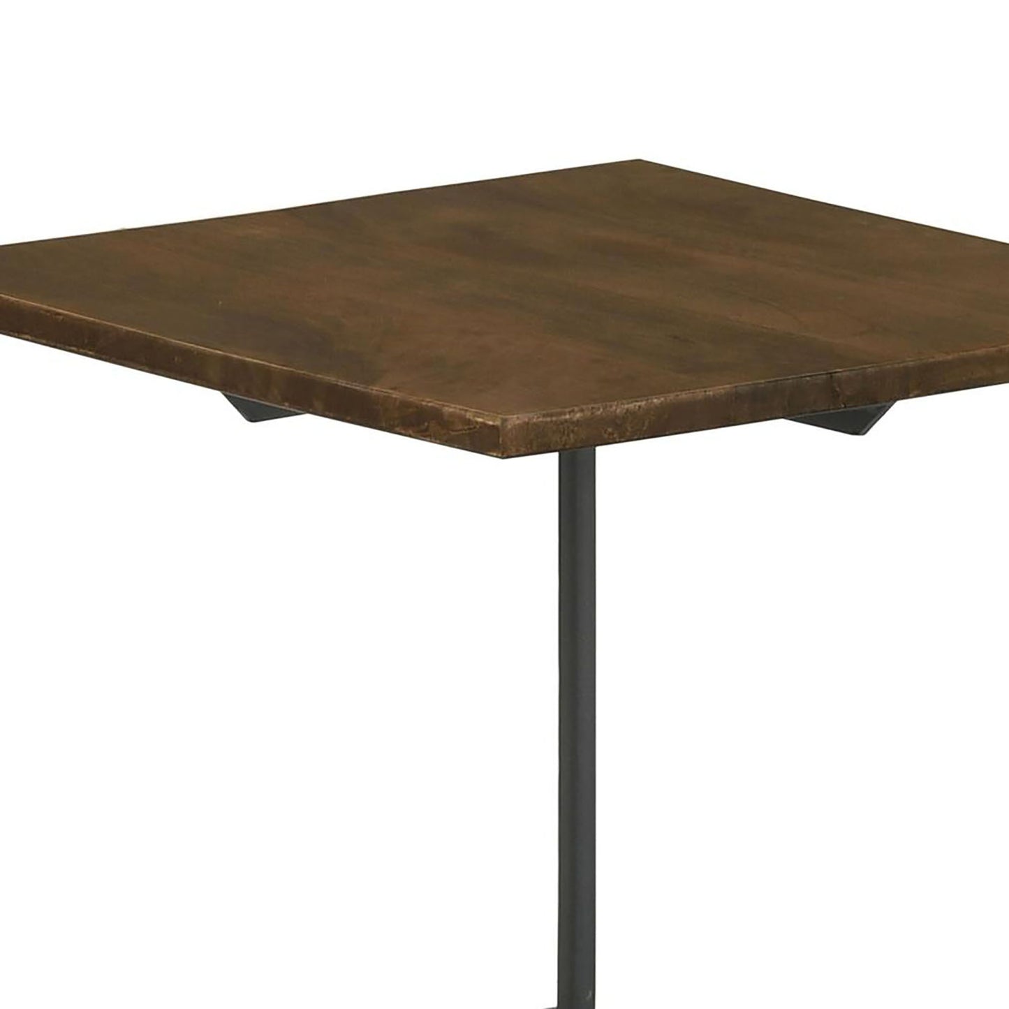 Square dark wood top bistro table with black metal leg
