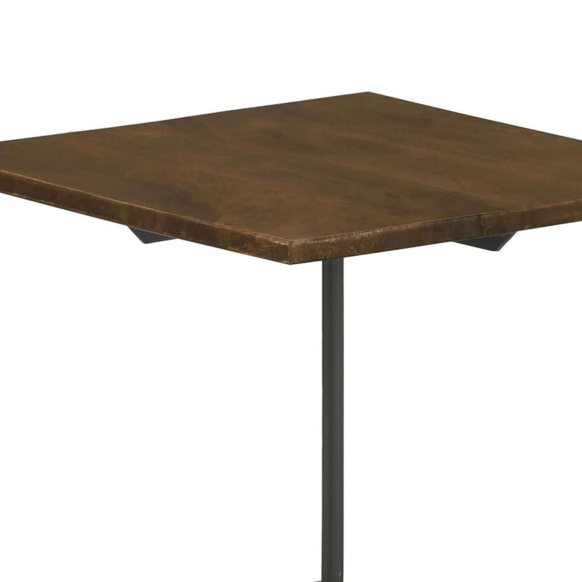 Square dark wood top bistro table with black metal leg