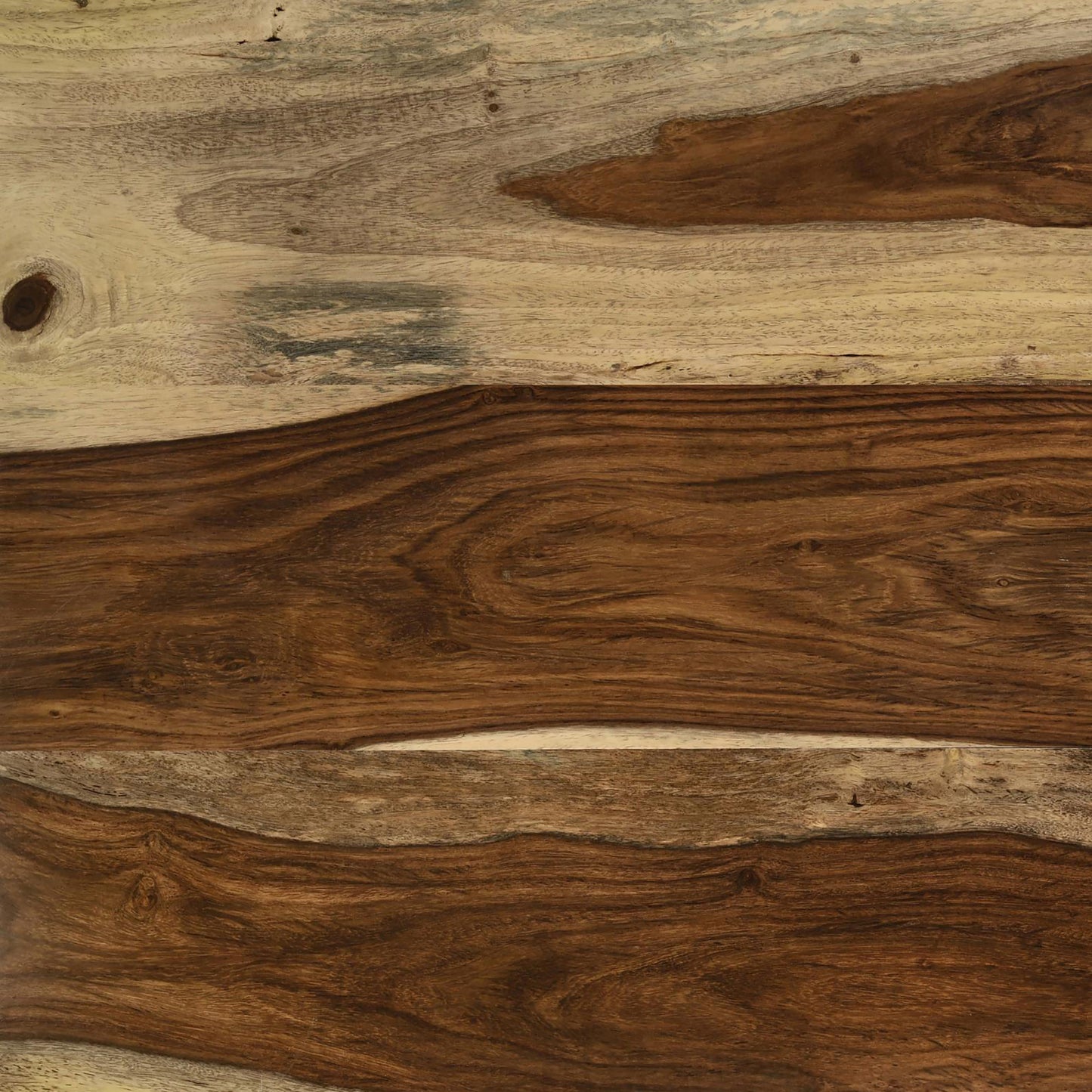 Rich sheesham wood grain texture with contrasting light and dark brown hues