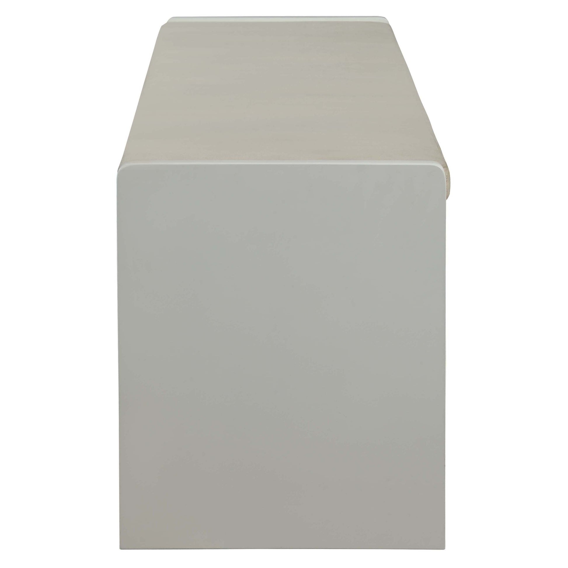 Modern gray floating shelf with minimalist design and concealed mounting hardware