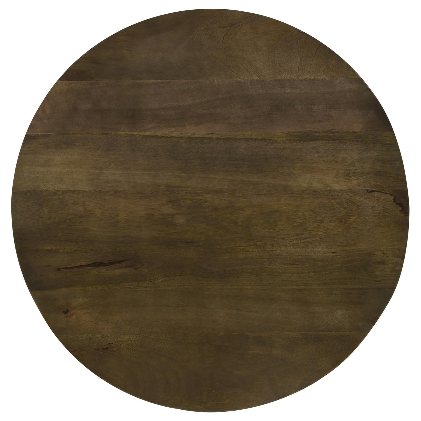 Round dark wood tabletop with visible grain