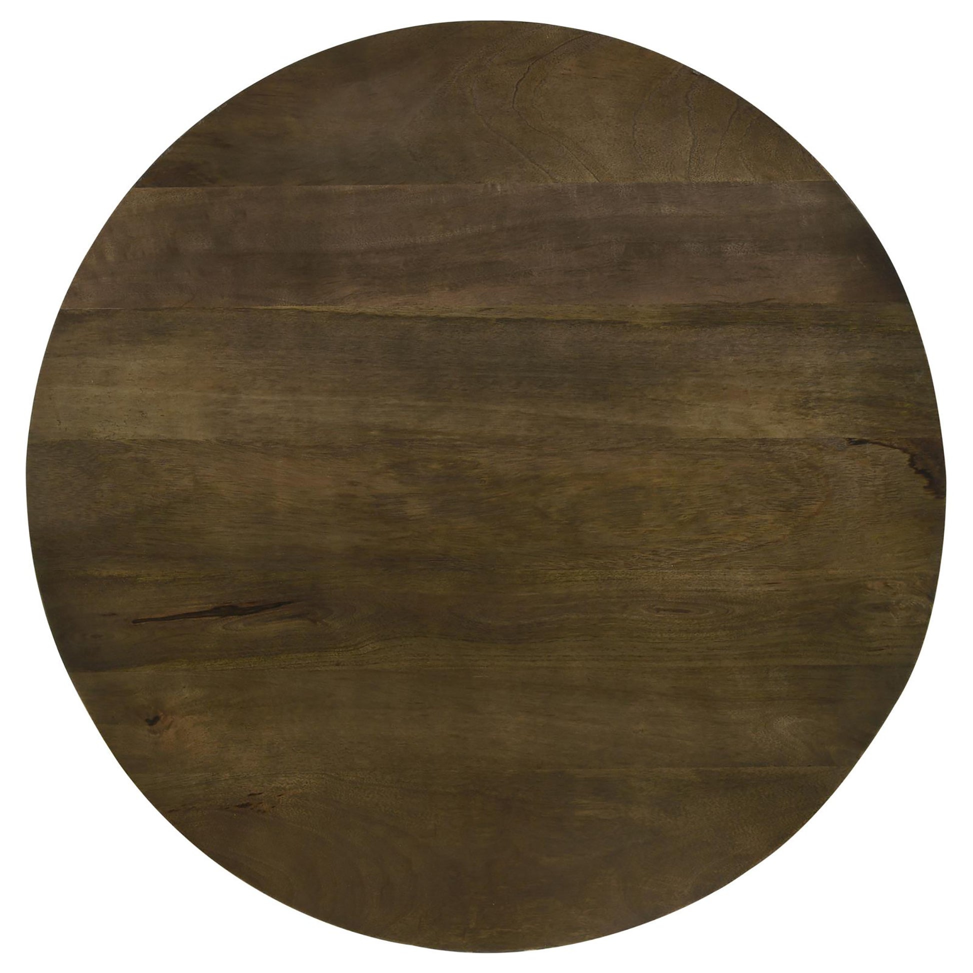 Round dark wood tabletop with visible grain
